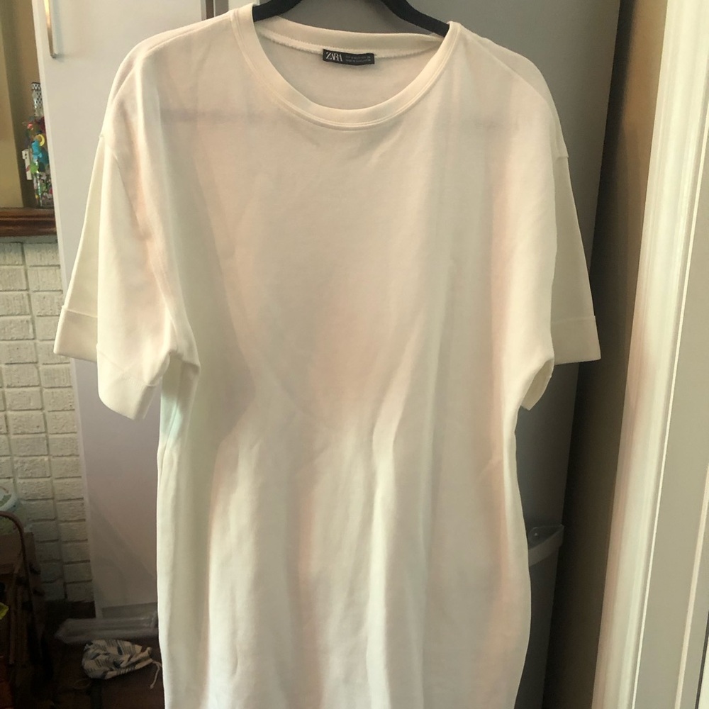 Zara Basic Cream T Shirt Dress Size Medium